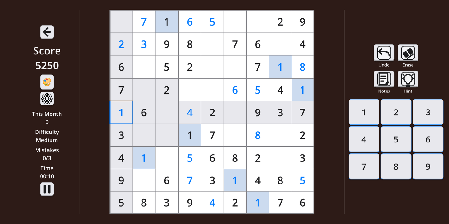 MeshGames Sudoku gameplay
